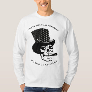 Vintage Hat Skull Smoking Cigar Birthday T-Shirt