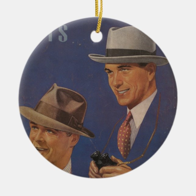 Vintage Hats Ceramic Tree Decoration (Front)