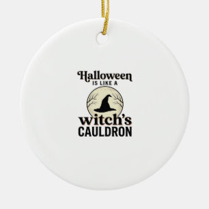 Vintage Haunted Castle Halloween Town Shirt Design Ceramic Tree Decoration