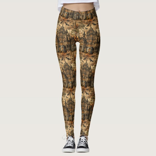 Vintage Haunted House (2) Leggings (Front)