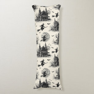 Vintage Haunted House and Witch Toile Pattern (2) Body Cushion