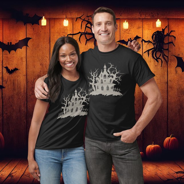 Vintage Haunted house Black Halloween T-Shirt (Creator Uploaded)