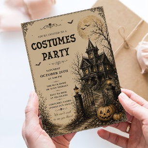 Vintage Haunted House Costume Halloween Party Invitation