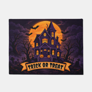 Vintage Haunted House Full Moon Garden Flag Doormat