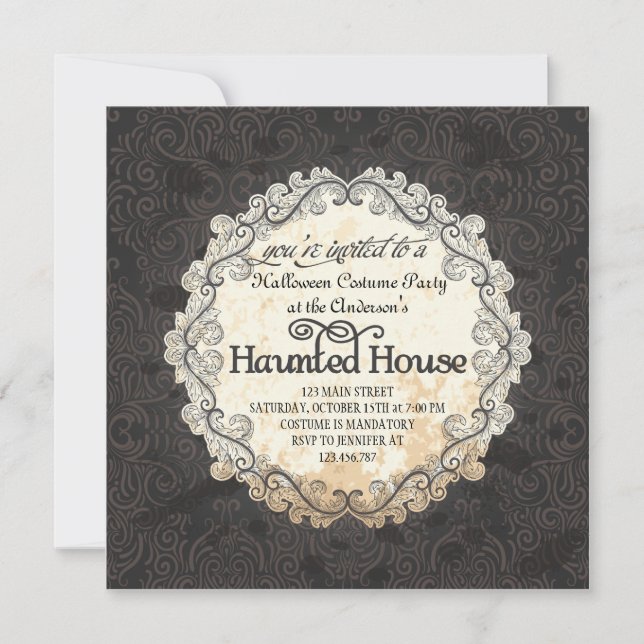Vintage Haunted House Halloween Costume Party Invitation (Front)