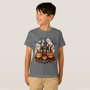 Vintage Haunted House Jack O Lantern Halloween  T-Shirt