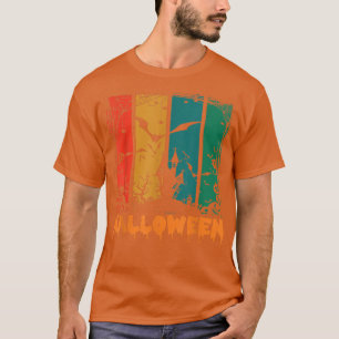 Vintage Haunted House Pumpkin Bat Ghost Cross Hall T-Shirt