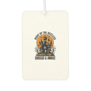 Vintage Haunted House Restless Dead Halloween Art_ Car Air Freshener