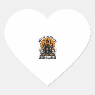 Vintage Haunted House Restless Dead Halloween Art_ Heart Sticker