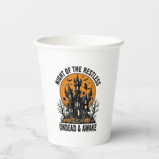 Vintage Haunted House Restless Dead Halloween Art_ Paper Cups
