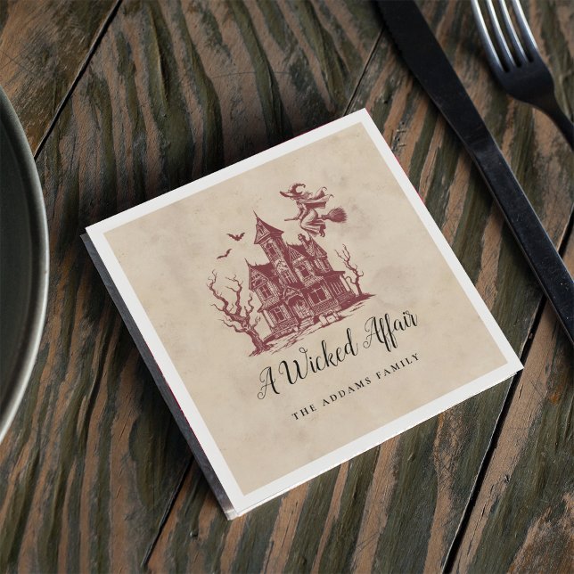 Vintage Haunted House Witch Halloween Party  Napkin (Creator Uploaded)