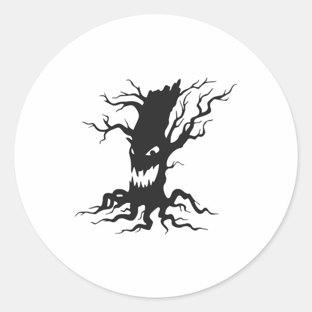 Vintage Haunted tree Halloween Classic Round Sticker (Front)