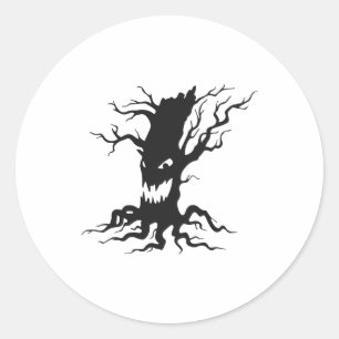 Vintage Haunted tree Halloween Classic Round Sticker
