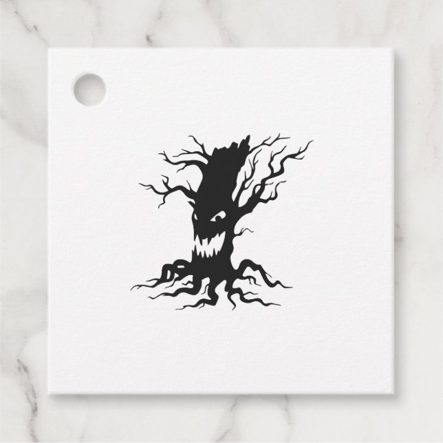 Vintage Haunted tree Halloween Favour Tags (Front)