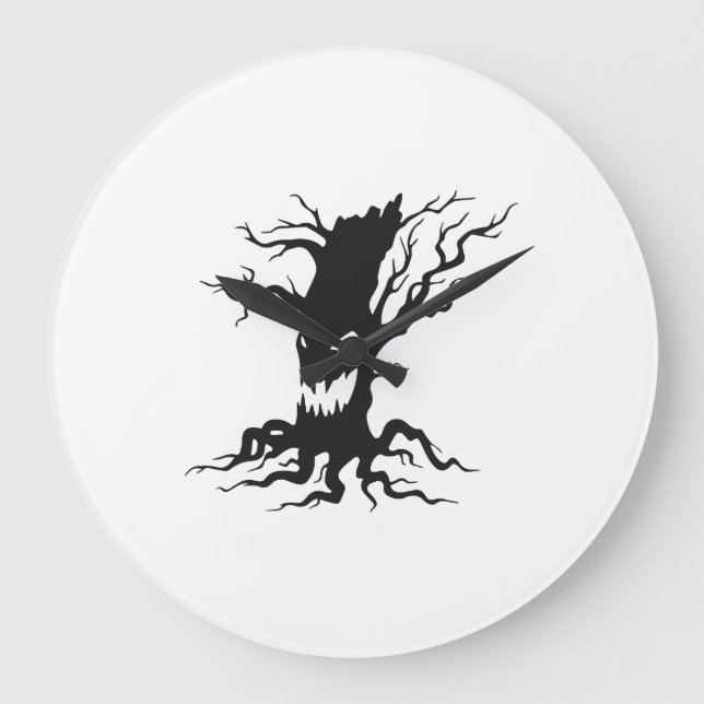 Vintage Haunted tree Halloween Large Clock (Front)
