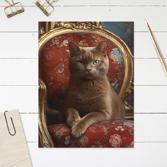 Vintage Havana Cat Portrait Regal Painting Postcard (Creator Uploaded)