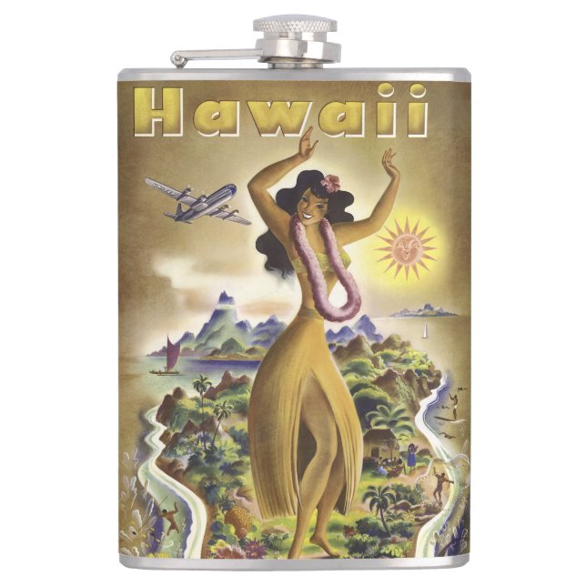 Vintage Hawaii 2 Hip Flask (Front)