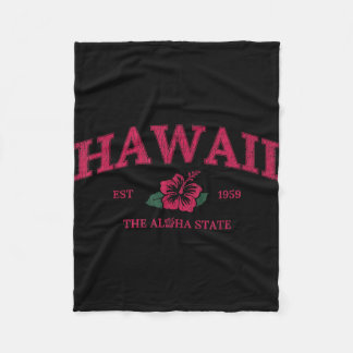 Vintage hawaii aloha state hibiscus flower summer fleece blanket
