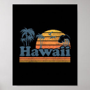 Vintage Hawaii Beach Summer Surfing Hawaiian Surf  Poster