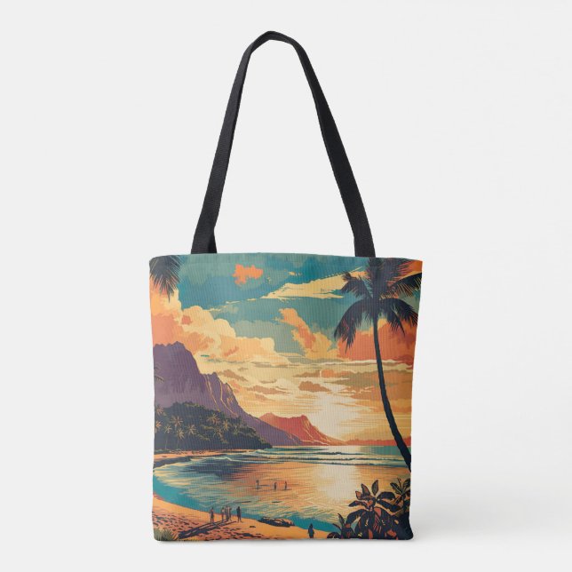 Vintage Hawaii Beach Tote Bag (Back)