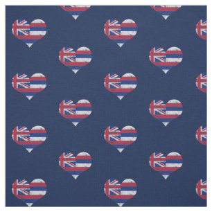 Vintage Hawaii Flag Hearts Fabric