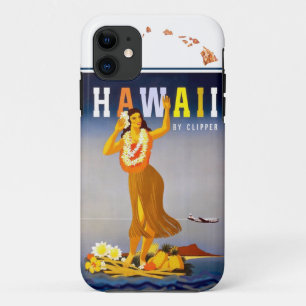Vintage Hawaii Hula Art Hawaiian Islands Map Case-Mate iPhone Case
