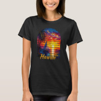 Vintage Hawaii Palm Tree Sailing Hawaiian Sunset