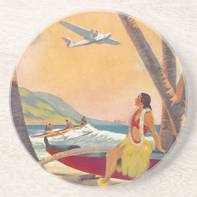 Vintage Hawaii Travel Coaster (Front)