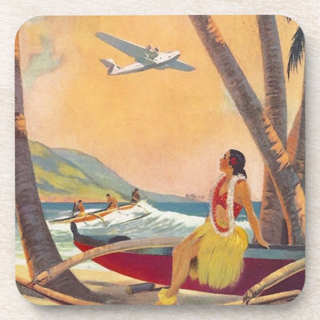 Vintage Hawaii Travel Coaster (Front)