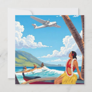 Vintage Hawaii Travel Holiday Card