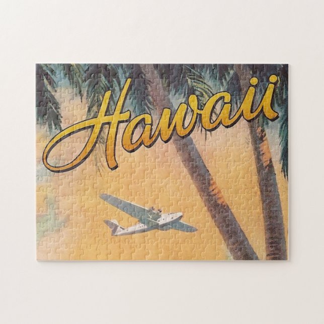 Vintage Hawaii Travel Illustration Art Jigsaw Puzzle (Horizontal)