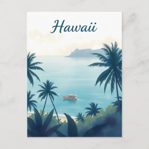 Vintage Hawaii Travel Illustration Postcard