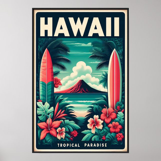 Vintage Hawaii Travel Poster (Front)