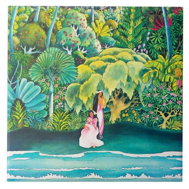 Vintage Hawaii Travel Poster Tile (Front)