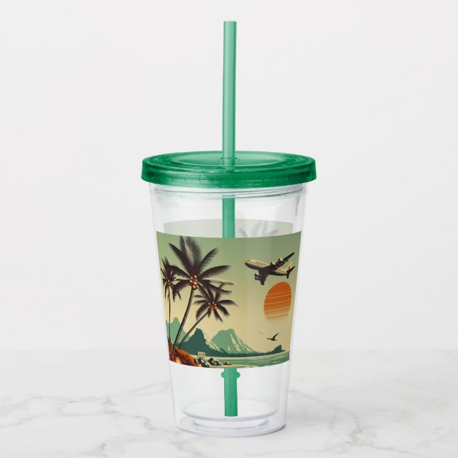 Vintage Hawaii/Tropical  Acrylic Tumbler (Front)