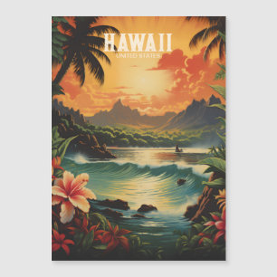 Vintage Hawaii Tropical Beach Travel Illustration