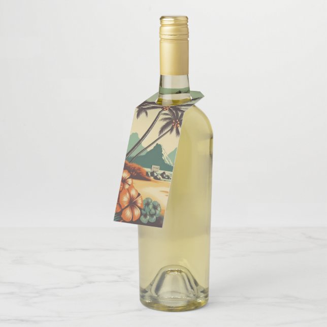 Vintage Hawaii/Tropical  Bottle Tag (Angled)