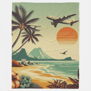 Vintage Hawaii/Tropical Fleece Blanket