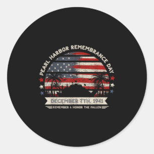 Vintage hawaii usa flag pearl harbour  classic round sticker