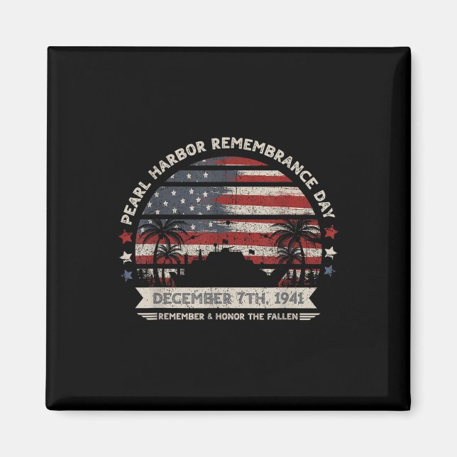 Vintage Hawaii Usa Flag Tee, Pearl Harbour Magnet (Front)