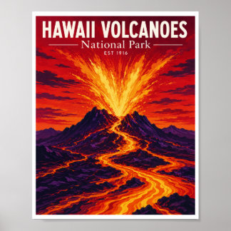 Vintage Hawaii Volcanoes National Park Poster