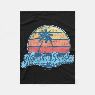 Vintage Hawaiian Beaches Hawaii Hi Clic 70s Retro Fleece Blanket