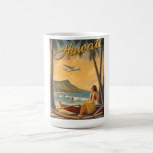 Vintage Hawaiian Hula Girl Aloha Escape Paradise Coffee Mug