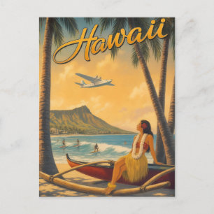 Vintage Hawaiian Hula Girl Aloha Escape Paradise Holiday Postcard