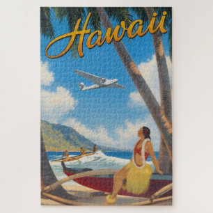 Vintage Hawaiian Hula Girl Aloha Escape Paradise Jigsaw Puzzle
