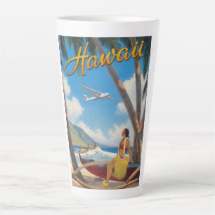 Vintage Hawaiian Hula Girl Aloha Escape Paradise Latte Mug