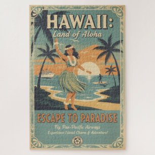 Vintage Hawaiian Land of Aloha Escape to Paradise Jigsaw Puzzle