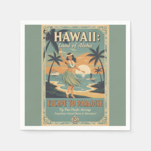 Vintage Hawaiian Land of Aloha Escape to Paradise Napkin