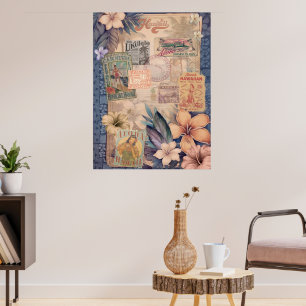 Vintage Hawaiian Scrapbook: Travel Hawaii Poster