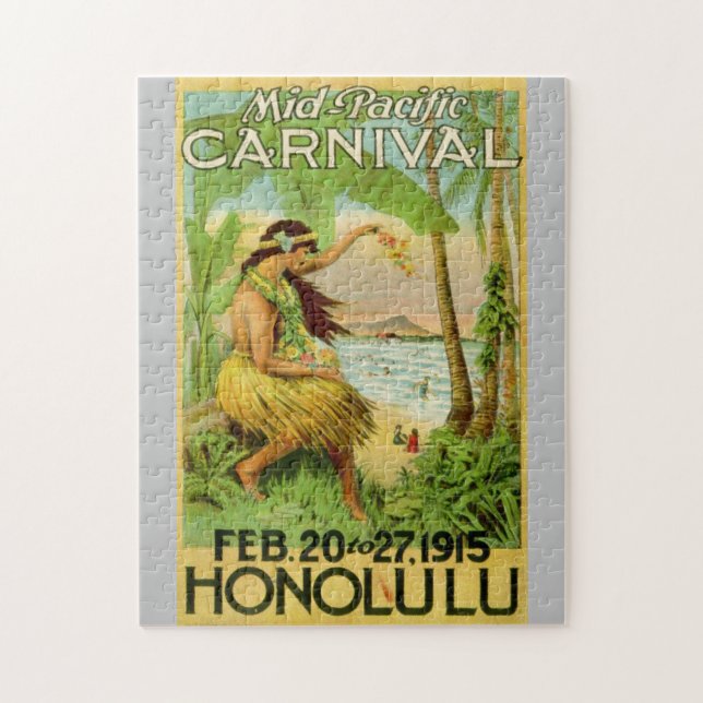 Vintage Hawaiian Travel Art Illustration Old Jigsaw Puzzle (Vertical)